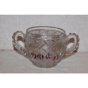 Vintage EAPG Northwood Cherry and Lattice Sugar Bowl - Two Handles